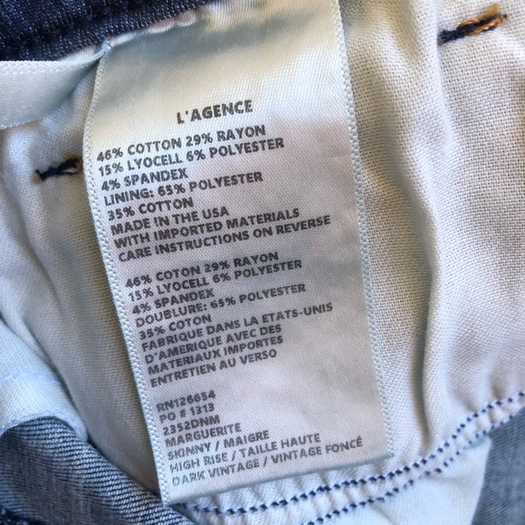 L’AGENCE Marguerite High Rise Skinny Jean Dark Vintage Wash - Picture 9 of 9